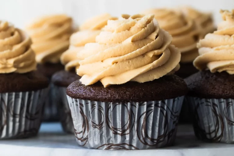 Peanut butter frosted chocolate cupcakes
