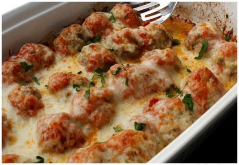 Keto Meatball Parmesan Bake