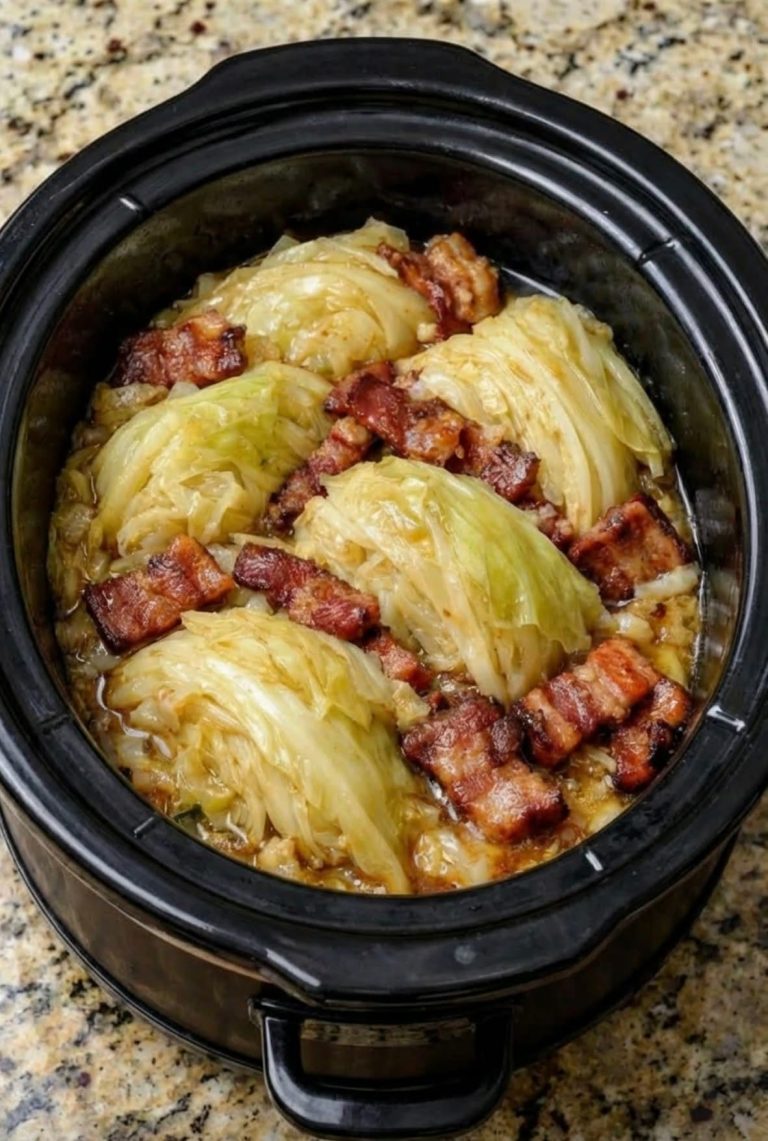 Slow Cooker Braised Cabbage & Bacon 