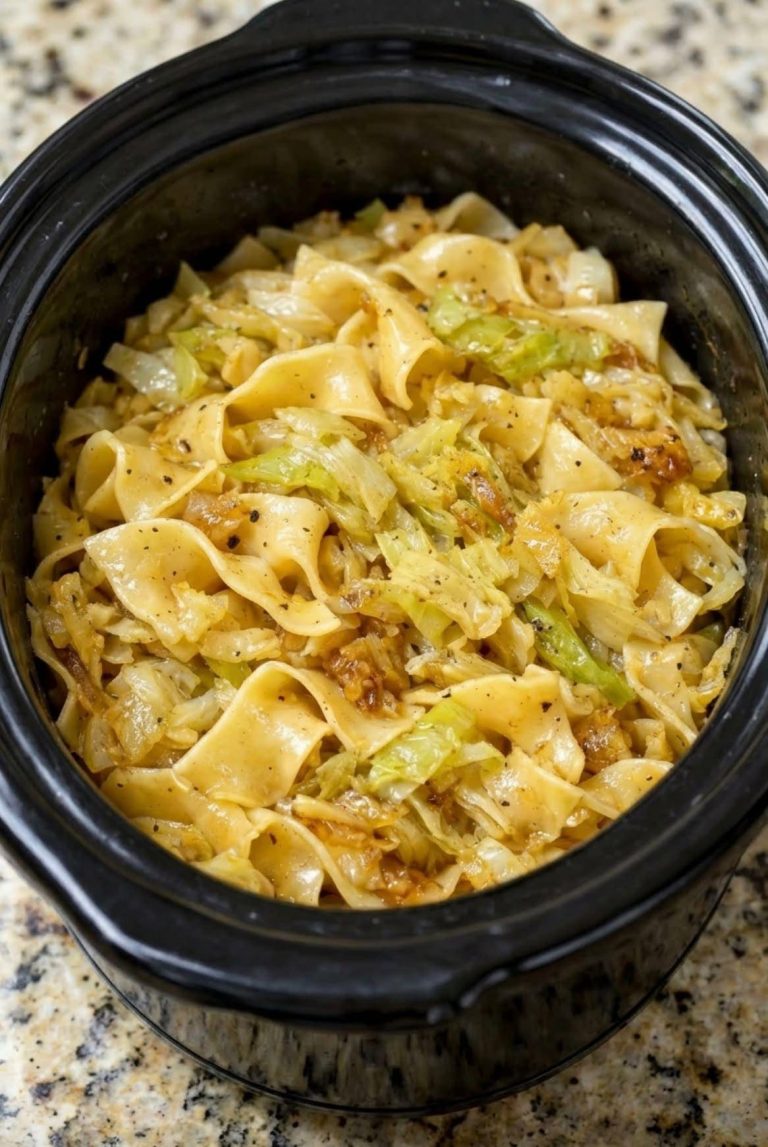 The Best 4-Ingredient Crockpot Cabbage & Noodles 