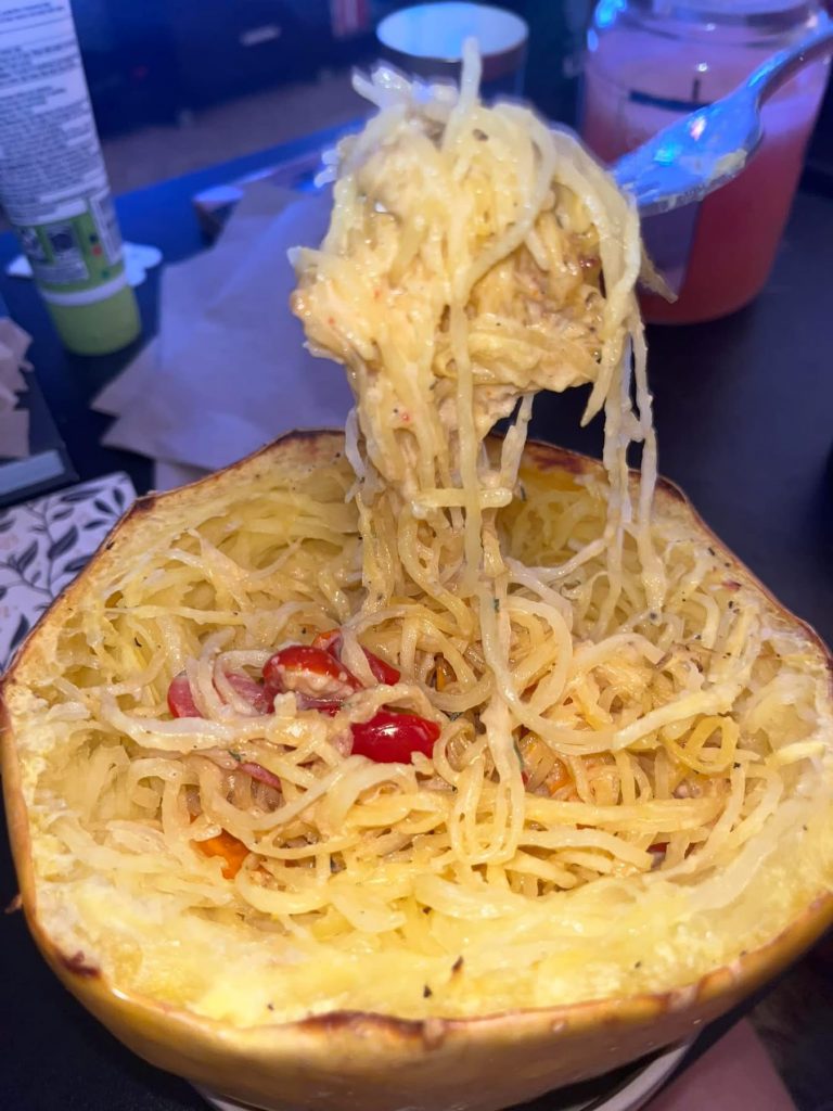 Cheesy Spaghetti squash with cherry tomatoes